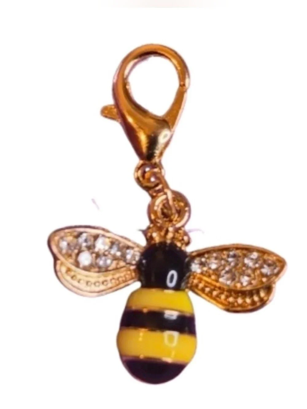 Gold Tone Bee Charm Pendant with Yellow & Black Enamel